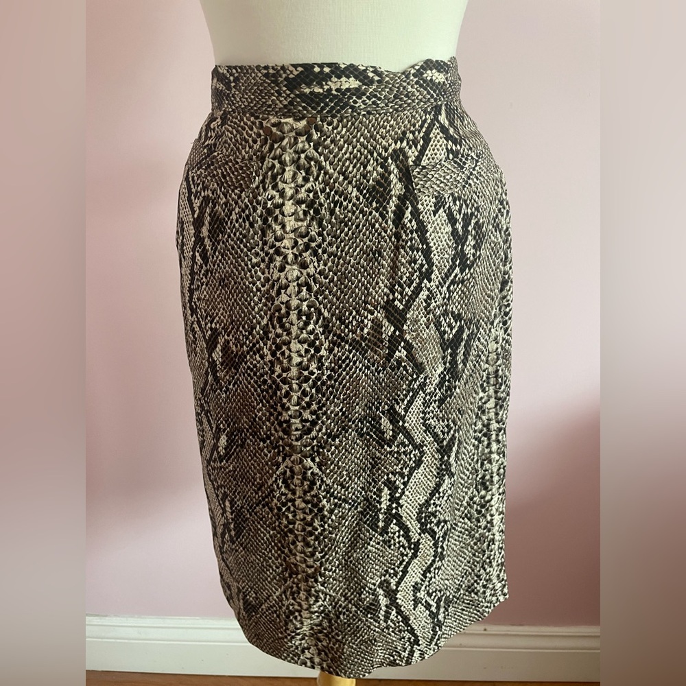 Gorgeous Vintage 100% Silk Snakeskin Print Skirt